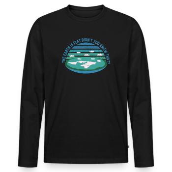 Die Erde ist flach, wussten Sie das nicht? - Männer Premium Bio Langarmshirt - Schwarz - Vorne - Nico (187cm)