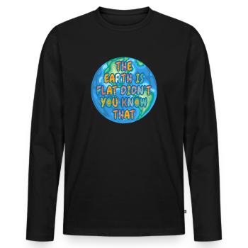 Die Erde ist flach, wussten Sie das nicht? - Männer Premium Bio Langarmshirt - Schwarz - Vorne - Nico (187cm)