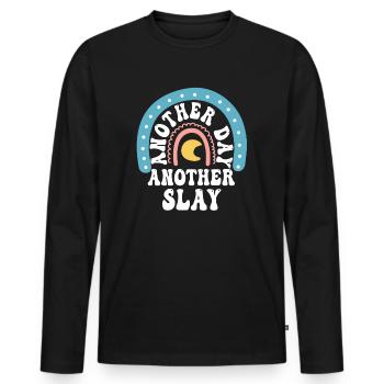 Another Day Another Slay Motivational - Men's Premium Organic Long Sleeve Shirt - black - Front - Nico (187cm)
