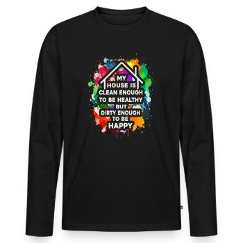 Ma maison est suffisamment propre pour être saine - T-shirt manches longues Premium bio Homme - noir - Devant - Nico (187cm)