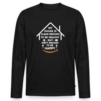 Ma maison est suffisamment propre pour être saine - T-shirt manches longues Premium bio Homme - noir - Devant - Nico (187cm)