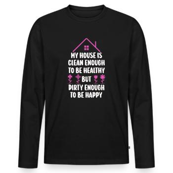 Mein Haus ist sauber genug, um gesund zu sein - Männer Premium Bio Langarmshirt - Schwarz - Vorne - Nico (187cm)