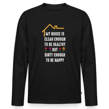Mein Haus ist sauber genug, um gesund zu sein - Männer Premium Bio Langarmshirt - Schwarz - Vorne - Nico (187cm)