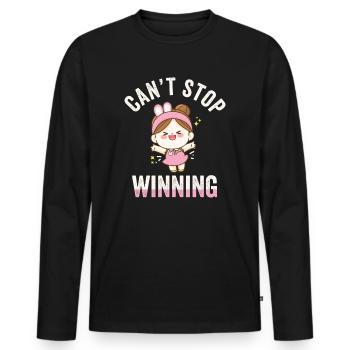 Ich kann nicht aufhören zu gewinnen - Männer Premium Bio Langarmshirt - Schwarz - Vorne - Nico (187cm)