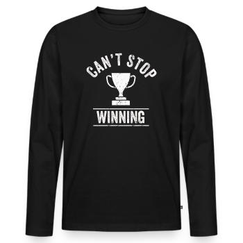 Ich kann nicht aufhören zu gewinnen - Männer Premium Bio Langarmshirt - Schwarz - Vorne - Nico (187cm)