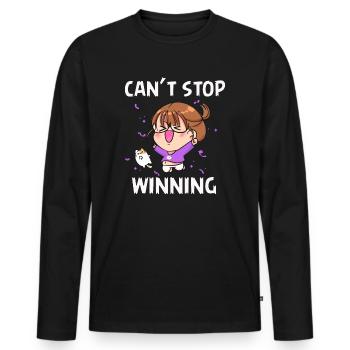 Ich kann nicht aufhören zu gewinnen - Männer Premium Bio Langarmshirt - Schwarz - Vorne - Nico (187cm)
