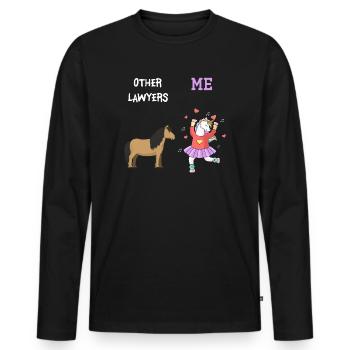 Autres avocats Me Licorne Cheval - T-shirt manches longues Premium bio Homme - noir - Devant - Nico (187cm)