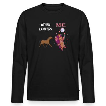 Autres avocats Me Licorne Cheval - T-shirt manches longues Premium bio Homme - noir - Devant - Nico (187cm)