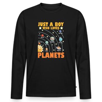 Nur ein Junge, der das Sonnensystem der Planeten liebt - Männer Premium Bio Langarmshirt - Schwarz - Vorne - Nico (187cm)