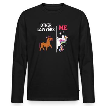 Autres avocats Me Licorne Cheval - T-shirt manches longues Premium bio Homme - noir - Devant - Nico (187cm)