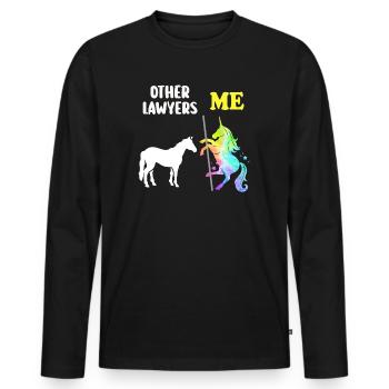 Autres avocats Me Licorne Cheval - T-shirt manches longues Premium bio Homme - noir - Devant - Nico (187cm)