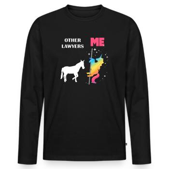 Autres avocats Me Licorne Cheval - T-shirt manches longues Premium bio Homme - noir - Devant - Nico (187cm)
