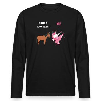 Autres avocats Me Licorne Cheval - T-shirt manches longues Premium bio Homme - noir - Devant - Nico (187cm)