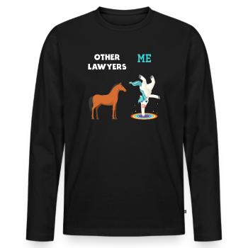 Autres avocats Me Licorne Cheval - T-shirt manches longues Premium bio Homme - noir - Devant - Nico (187cm)