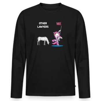 Autres avocats Me Licorne Cheval - T-shirt manches longues Premium bio Homme - noir - Devant - Nico (187cm)
