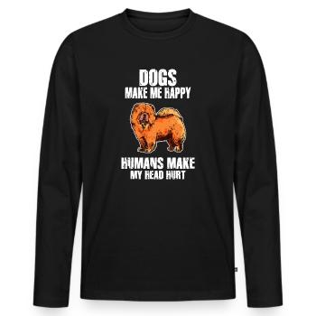 Les chiens me rendent heureux humain me font mal à la tête Doglove - T-shirt manches longues Premium bio Homme - noir - Devant - Nico (187cm)