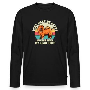 Les chiens me rendent heureux humain me font mal à la tête Doglove - T-shirt manches longues Premium bio Homme - noir - Devant - Nico (187cm)
