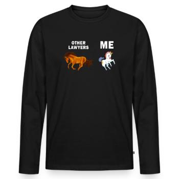 Autres avocats Me Licorne Cheval - T-shirt manches longues Premium bio Homme - noir - Devant - Nico (187cm)