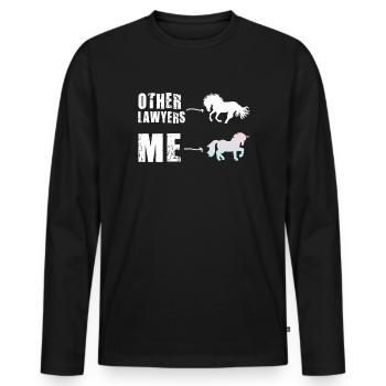 Autres avocats Me Licorne Cheval - T-shirt manches longues Premium bio Homme - noir - Devant - Nico (187cm)