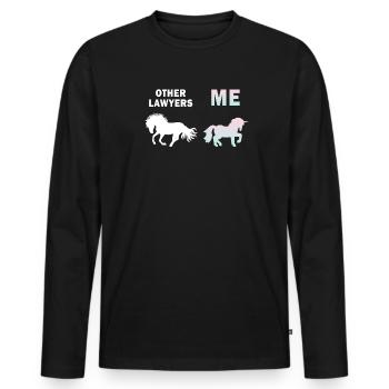 Autres avocats Me Licorne Cheval - T-shirt manches longues Premium bio Homme - noir - Devant - Nico (187cm)