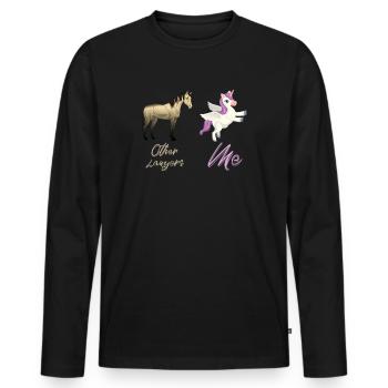 Autres avocats Me Licorne Cheval - T-shirt manches longues Premium bio Homme - noir - Devant - Nico (187cm)