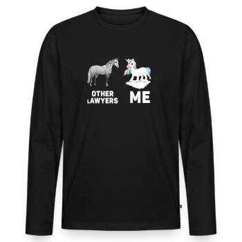 Autres avocats Me Licorne Cheval - T-shirt manches longues Premium bio Homme - noir - Devant - Nico (187cm)