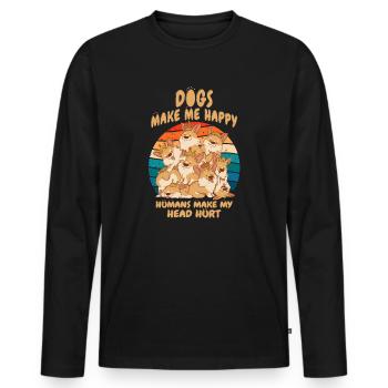 Les chiens me rendent heureux humain me font mal à la tête Doglove - T-shirt manches longues Premium bio Homme - noir - Devant - Nico (187cm)