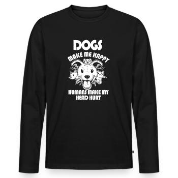 Les chiens me rendent heureux humain me font mal à la tête Doglove - T-shirt manches longues Premium bio Homme - noir - Devant - Nico (187cm)