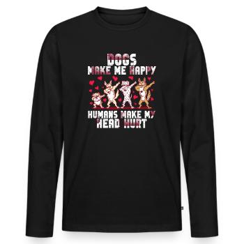 Les chiens me rendent heureux humain me font mal à la tête Doglove - T-shirt manches longues Premium bio Homme - noir - Devant - Nico (187cm)