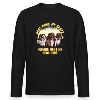Les chiens me rendent heureux humain me font mal à la tête Doglove - T-shirt manches longues Premium bio Homme - noir - Devant - Nico (187cm)