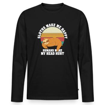 Les paresseux me rendent heureux humain me font mal à la tête - T-shirt manches longues Premium bio Homme - noir - Devant - Nico (187cm)