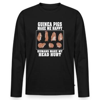 Les cochons d’Inde me rendent heureux humain me font mal à la tête - T-shirt manches longues Premium bio Homme - noir - Devant - Nico (187cm)