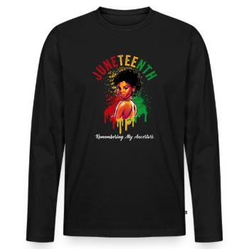 Juneteenth 1865 Remembering My Ancestors - Men's Premium Organic Long Sleeve Shirt - black - Front - Nico (187cm)