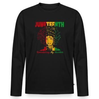 Juneteenth 1865 Se souvenir de mes ancêtres - T-shirt manches longues Premium bio Homme - noir - Devant - Nico (187cm)