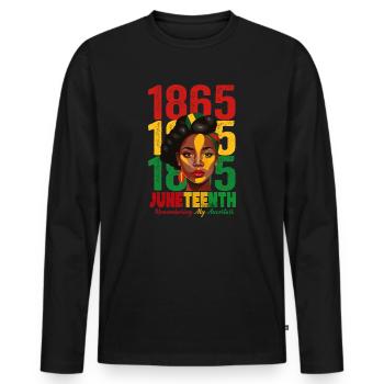 Juneteenth 1865 Remembering My Ancestors - Men's Premium Organic Long Sleeve Shirt - black - Front - Nico (187cm)