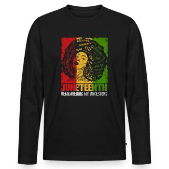 Juneteenth 1865 Se souvenir de mes ancêtres - T-shirt manches longues Premium bio Homme - noir - Devant - Nico (187cm)
