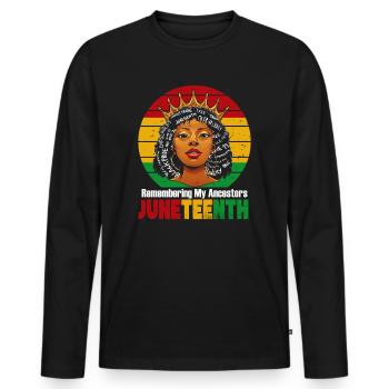 Juneteenth 1865 Se souvenir de mes ancêtres - T-shirt manches longues Premium bio Homme - noir - Devant - Nico (187cm)