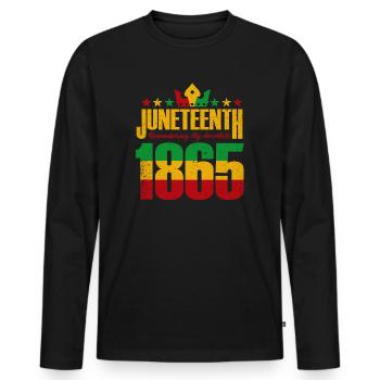 Juneteenth 1865 Remembering My Ancestors - Men's Premium Organic Long Sleeve Shirt - black - Front - Nico (187cm)