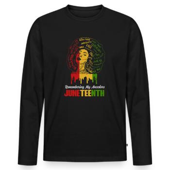 Juneteenth 1865 Remembering My Ancestors - Men's Premium Organic Long Sleeve Shirt - black - Front - Nico (187cm)