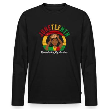 Juneteenth 1865 Remembering My Ancestors - Men's Premium Organic Long Sleeve Shirt - black - Front - Nico (187cm)