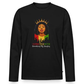 Juneteenth 1865 Remembering My Ancestors - Men's Premium Organic Long Sleeve Shirt - black - Front - Nico (187cm)