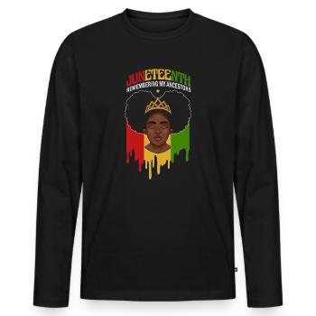 Juneteenth 1865 Gedenken an meine Vorfahren - Männer Premium Bio Langarmshirt - Schwarz - Vorne - Nico (187cm)