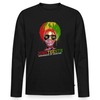 Juneteenth 1865 Remembering My Ancestors - Men's Premium Organic Long Sleeve Shirt - black - Front - Nico (187cm)