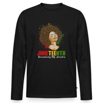 Juneteenth 1865 Remembering My Ancestors - Men's Premium Organic Long Sleeve Shirt - black - Front - Nico (187cm)