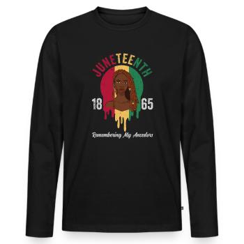Juneteenth 1865 Se souvenir de mes ancêtres - T-shirt manches longues Premium bio Homme - noir - Devant - Nico (187cm)