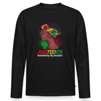 Juneteenth 1865 Se souvenir de mes ancêtres - T-shirt manches longues Premium bio Homme - noir - Devant - Nico (187cm)