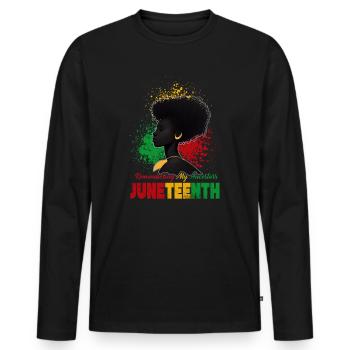 Juneteenth 1865 Remembering My Ancestors - Men's Premium Organic Long Sleeve Shirt - black - Front - Nico (187cm)