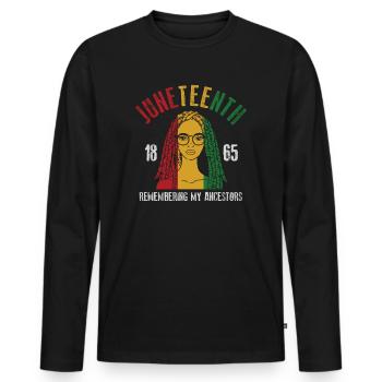 Juneteenth 1865 Remembering My Ancestors - Men's Premium Organic Long Sleeve Shirt - black - Front - Nico (187cm)