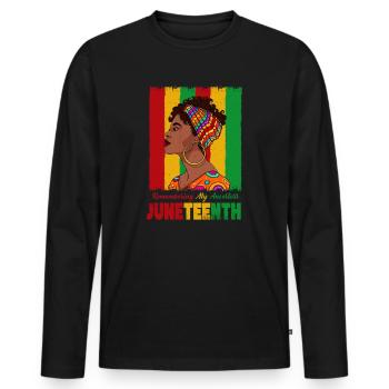 Juneteenth 1865 Remembering My Ancestors - Men's Premium Organic Long Sleeve Shirt - black - Front - Nico (187cm)