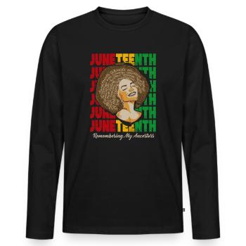 Juneteenth 1865 Se souvenir de mes ancêtres - T-shirt manches longues Premium bio Homme - noir - Devant - Nico (187cm)